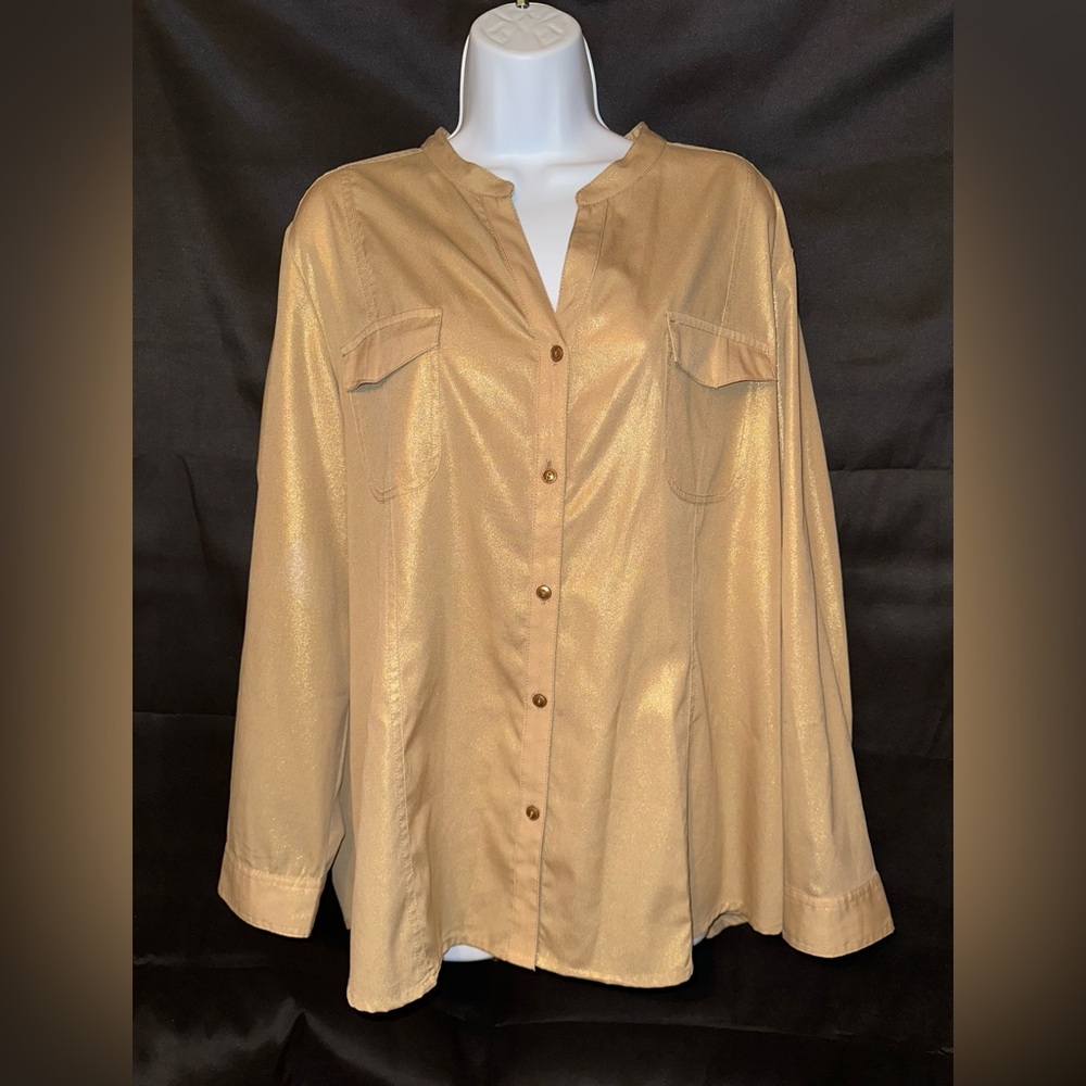 Chico’s Sz 3 💛Gold Button-Up Blouse
